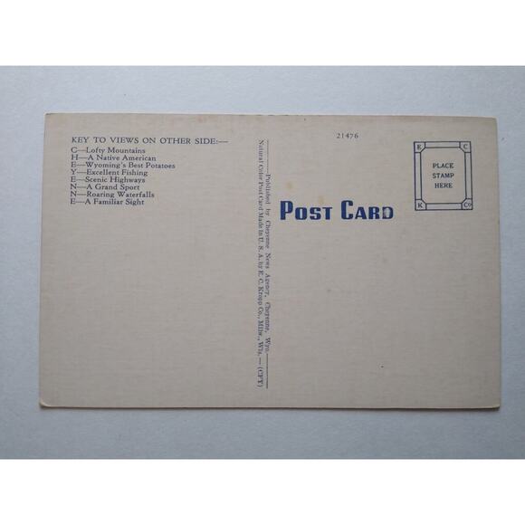 Greetings Hello From Cheyenne Wyoming Postcard Large Big Letter Unused Kropp - Picture 2 of 2